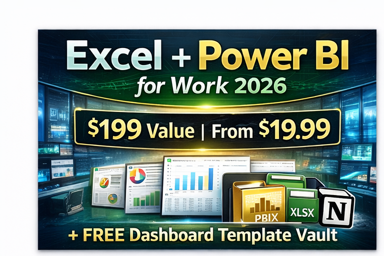 Excel + Power BI for Work 2026: Dashboards, Reporting & Analytics (Beginner→Pro) + FREE Dashboard Template Vault